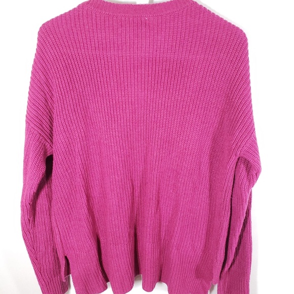 Melloday Dark Pink Oversized Sweater With Pockets - Picture 2 of 4